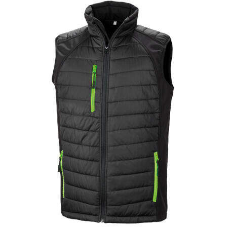 Result Recycled R238X Result Recycled Compass Padded Softshell Gilet Black/Lime Green