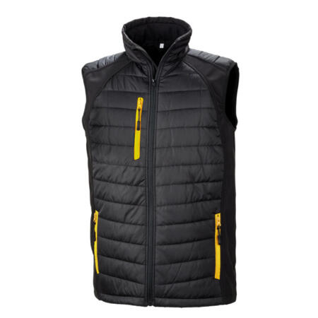 Result Recycled R238X Result Recycled Compass Padded Softshell Gilet Black/Yellow
