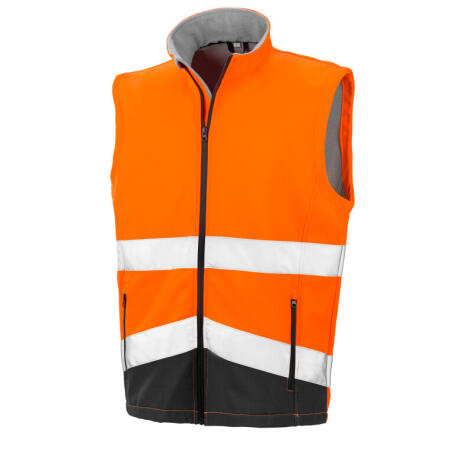 Result Safeguard R451X Result Safeguard Printable Safety Softshell Gilet Fluorescent Orange/Black