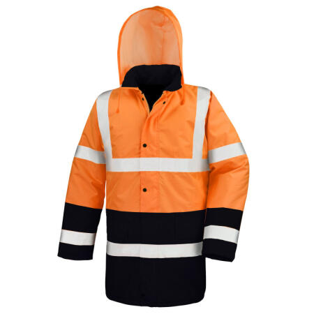 Result Safeguard R452X Result Safeguard Motorway 2-Tone Safety Coat Fluorescent Orange/Black