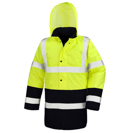 Result Safeguard R452X Result Safeguard Motorway 2-Tone Safety Coat Fluorescent Yellow/Black