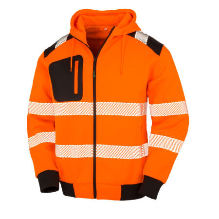 Result Recycled R503X Result Recycled Recycled Zipped Safety Hoody Fluoresent Orange