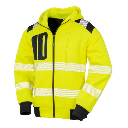 Result Recycled R503X Result Recycled Recycled Zipped Safety Hoody Fluoresent Yellow