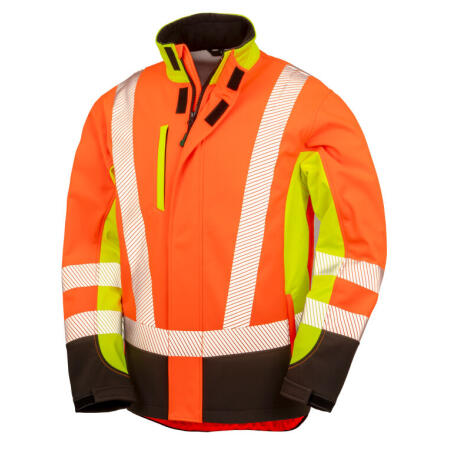 Result Recycled R506X Result Recycled 3-layer Printable 3-Tone Safety Softshel Fluor Yellow/Fluor Orange/Black