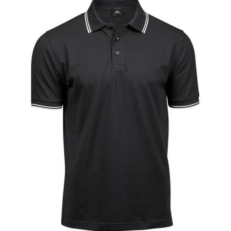 Tee Jays TJ1407 Tee Jays Men's Luxury Stripe Stretch Polo Black/White
