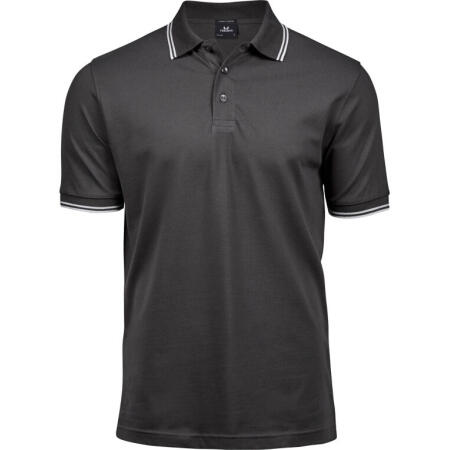 Tee Jays TJ1407 Tee Jays Men's Luxury Stripe Stretch Polo Dark Grey/White