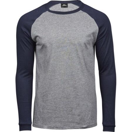 Tee Jays TJ5072 Tee Jays Men's Baseball Tee Heather Grey/Navy