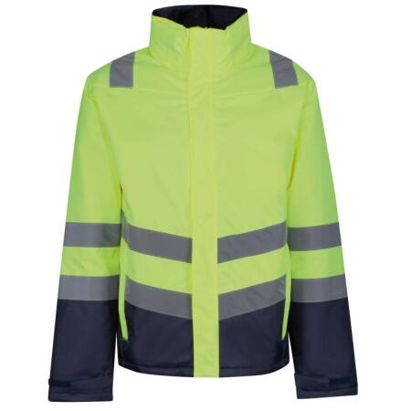 Regatta High Visibility TRA219 Regatta High Visibility Pro Hi Vis Insulated Parka Hi-Vis Yellow/Navy