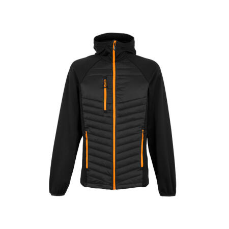 Regatta Professional TRA549 REGATTA PROFESSIONAL Men's Navigate Thermal Hybrid Jacket Black Orange Pop