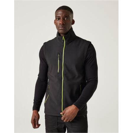 Regatta Professional TRA915 REGATTA PROFESSIONAL Navigate 2L Softshell Bodywarmer Black/Lime
