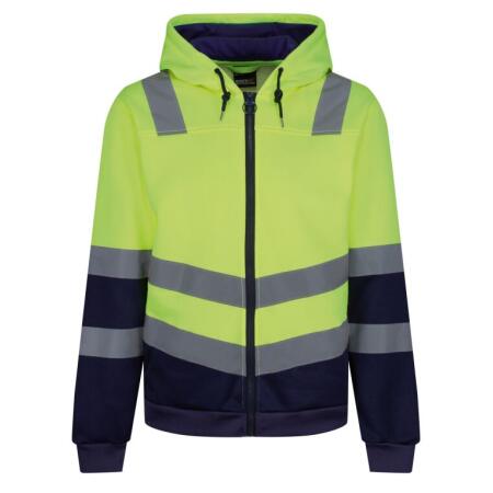 Regatta High Visibility TRF625 Regatta High Visibility Pro Hi Vis Full Zip Hoodie Hi-Vis Yellow/Navy