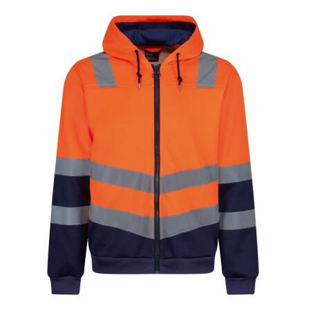 Regatta High Visibility TRF625 Regatta High Visibility Pro Hi Vis Full Zip Hoodie Hi Vis Orange/Navy