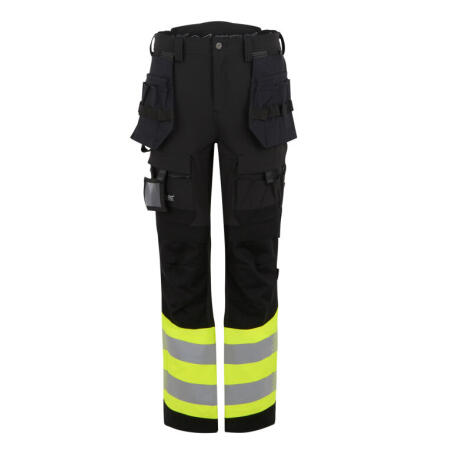 Regatta High Visibility TRJ480R Regatta High Visibility Hi-Vis X-Pro Stretch Holster Trousers Black/Hi-Vis Yellow