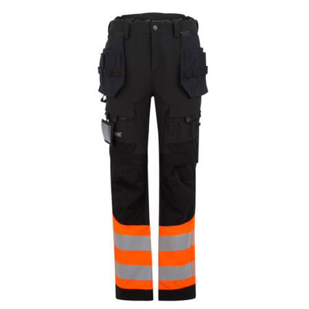 Regatta High Visibility TRJ480R Regatta High Visibility Hi-Vis X-Pro Stretch Holster Trousers Black/Hi-Vis Orange