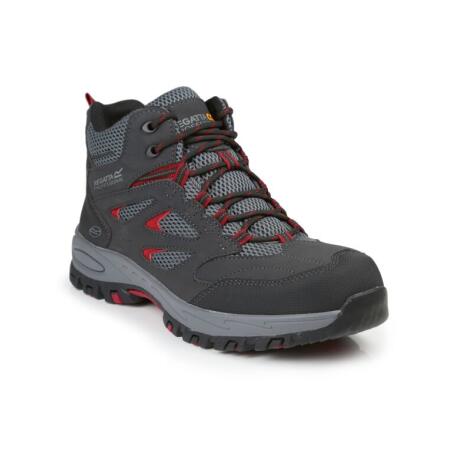 Regatta Safety Footwear TRK201 Regatta Safety Footwear Mudstone S1P Safety Hiker Boot Ash/ Rio Red