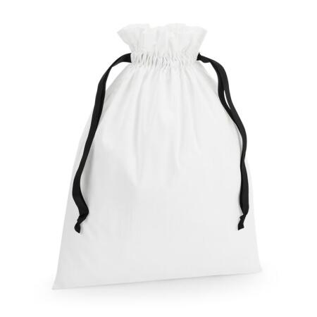 Westford Mill W121 Westford Mill Cotton Bag with Ribbon Cord Soft White/ Black