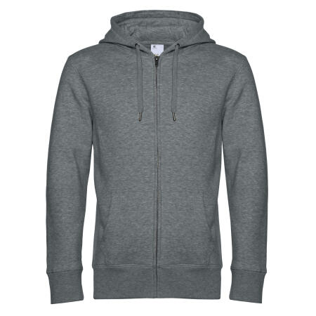 B&C WU03K KING Zipped Hood Heather Mid Grey