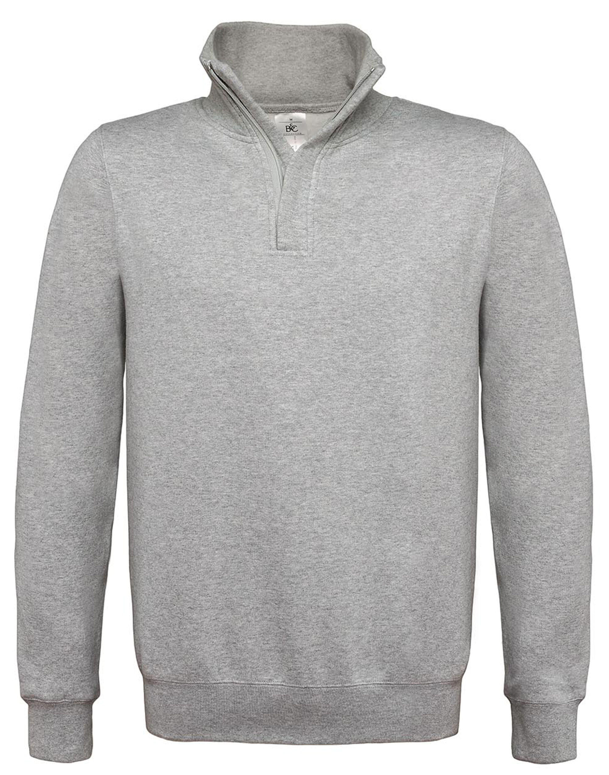 B&C WUI22 ID.004 Cotton Rich 1/4 Zip Sweat Heather Grey