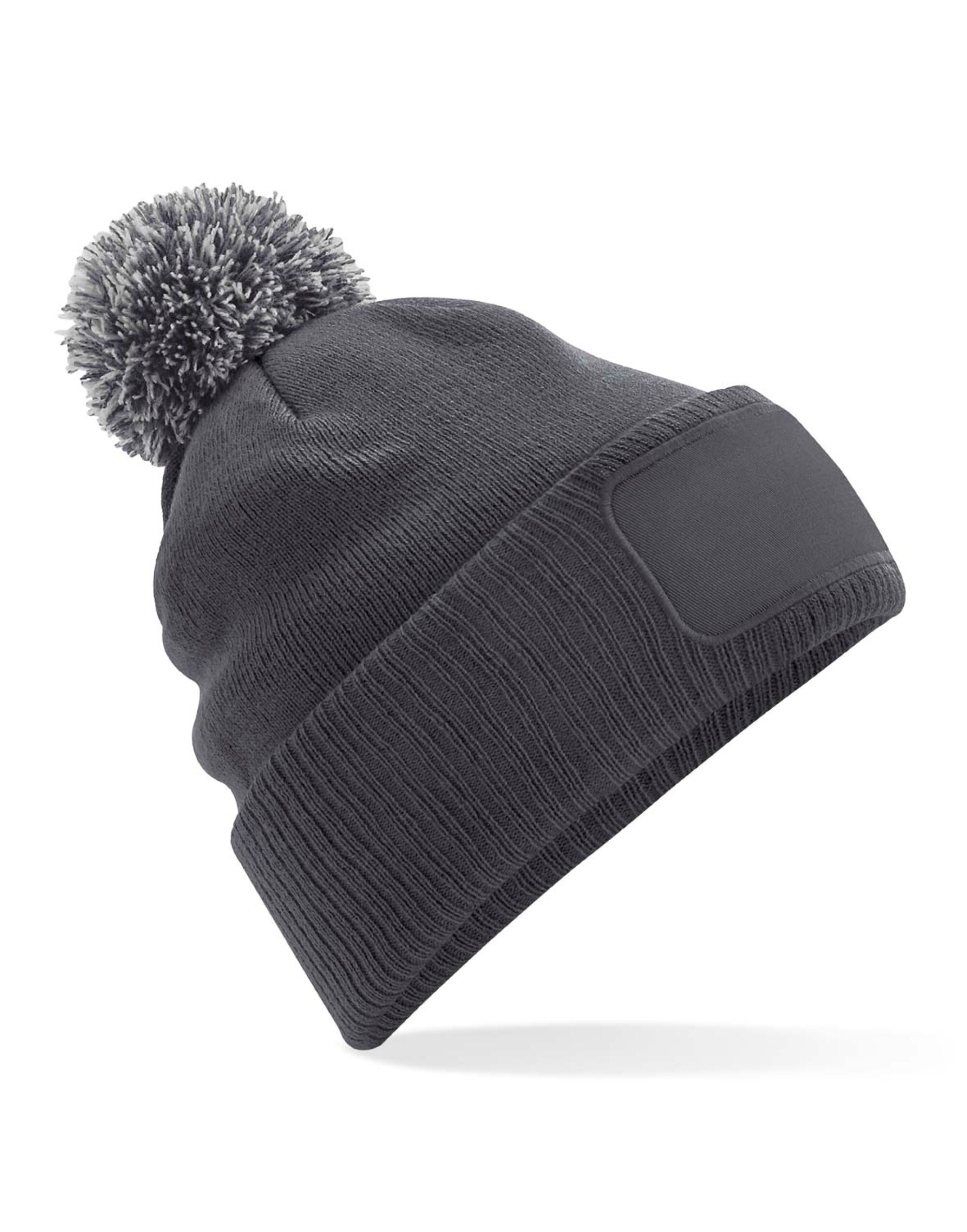 B443 Snowstar® Patch Beanie Graphite Grey/ Light Grey