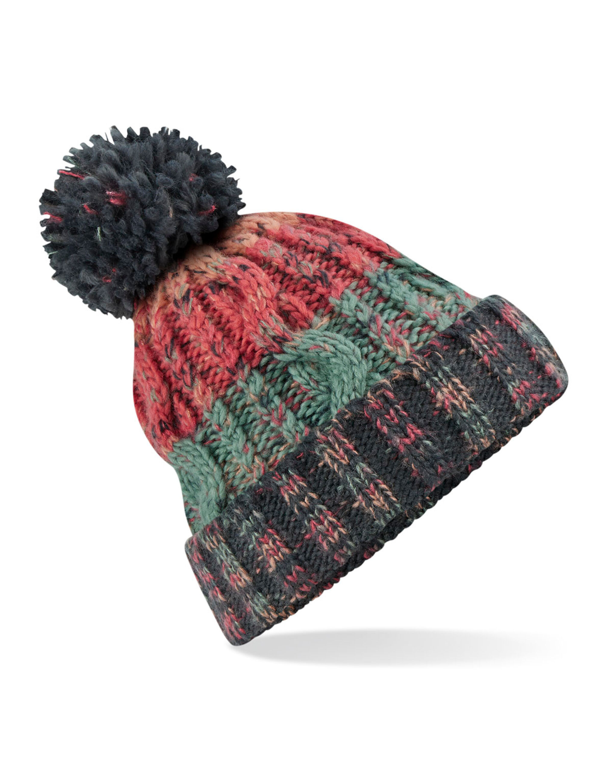 B486 Corkscrew Pom Pom Beanie Watermellon Breeze