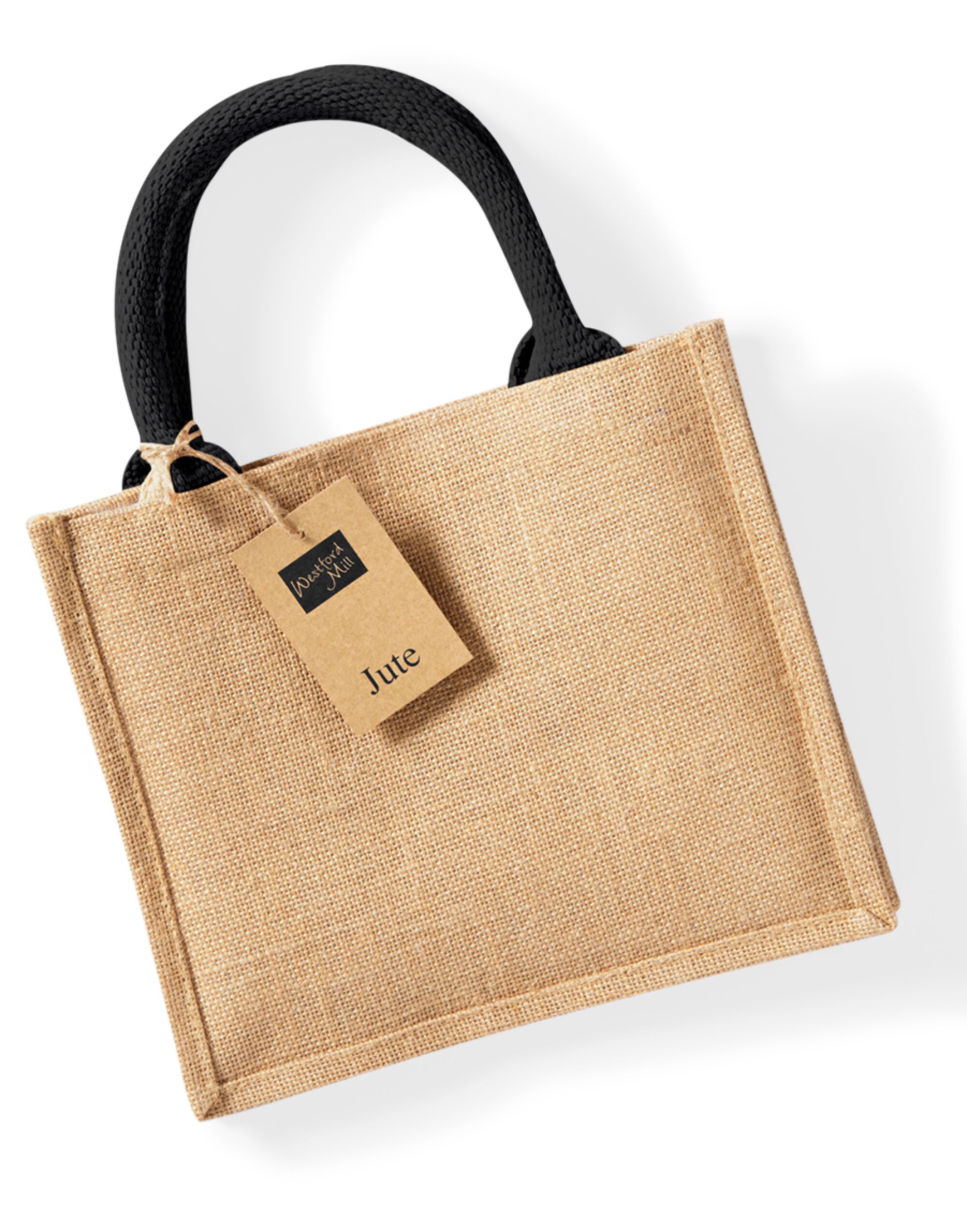 W412 Jute Mini Gift Bag Natural/Black
