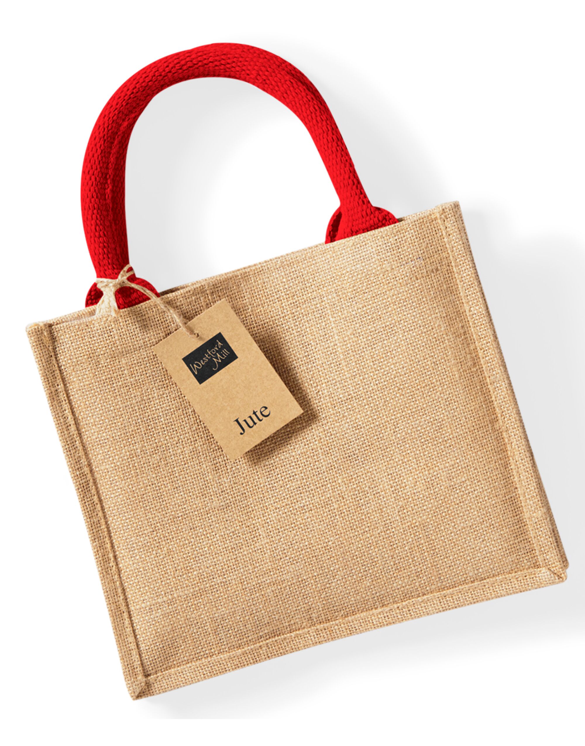 W412 Jute Mini Gift Bag Natural/Bright Red