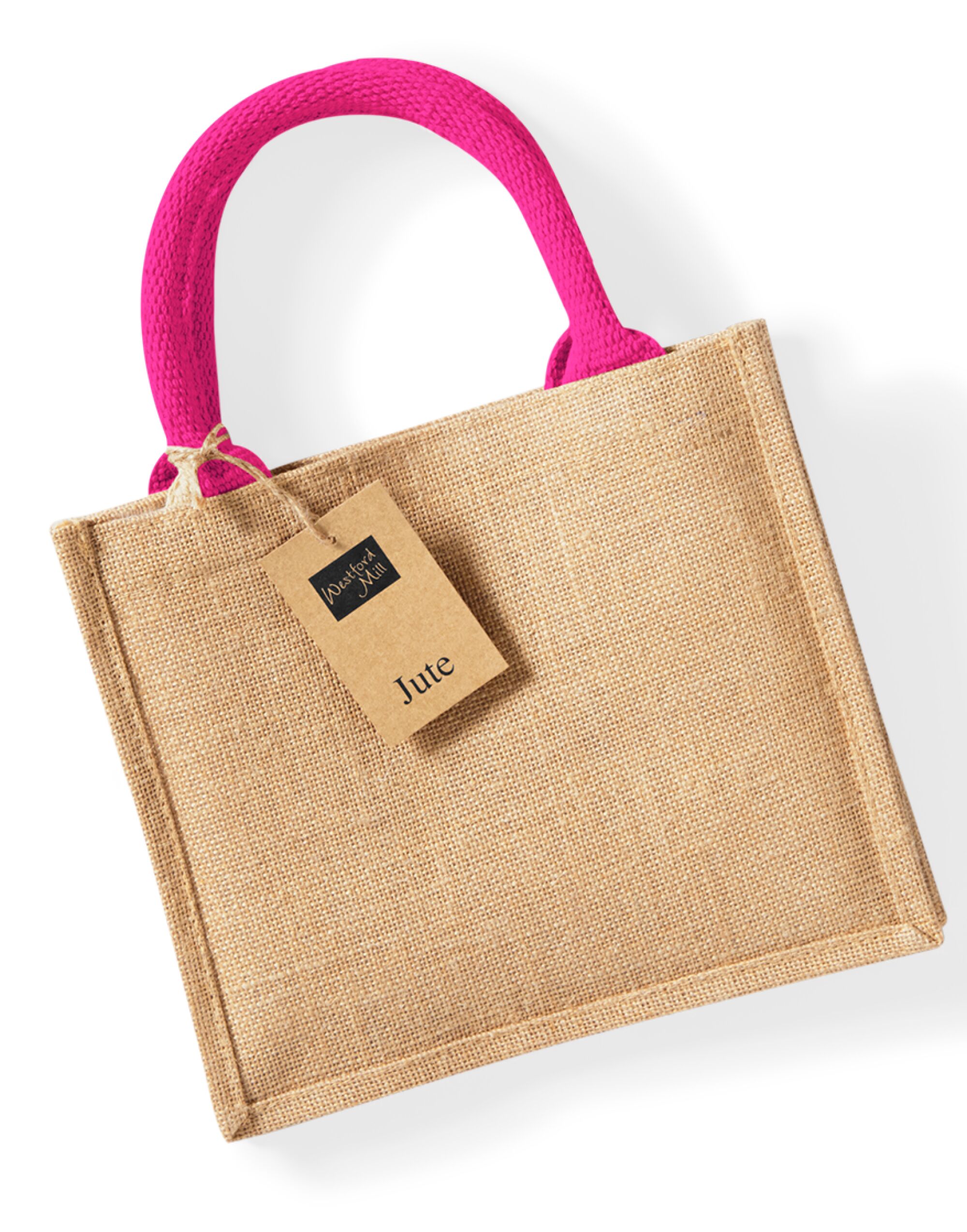 W412 Jute Mini Gift Bag Natural/Fuchsia