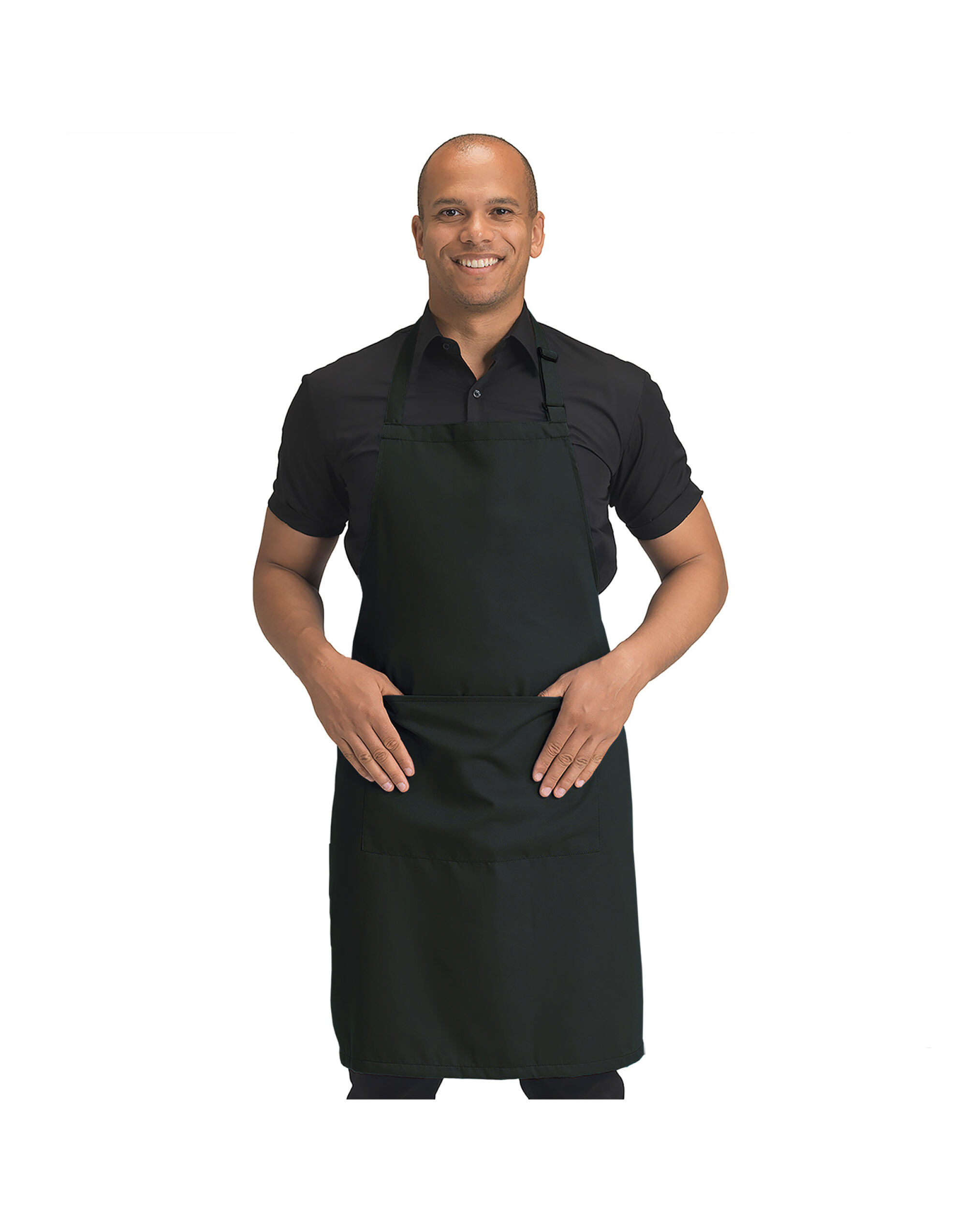 DP210 Recycled Bib Apron With Pocket Black
