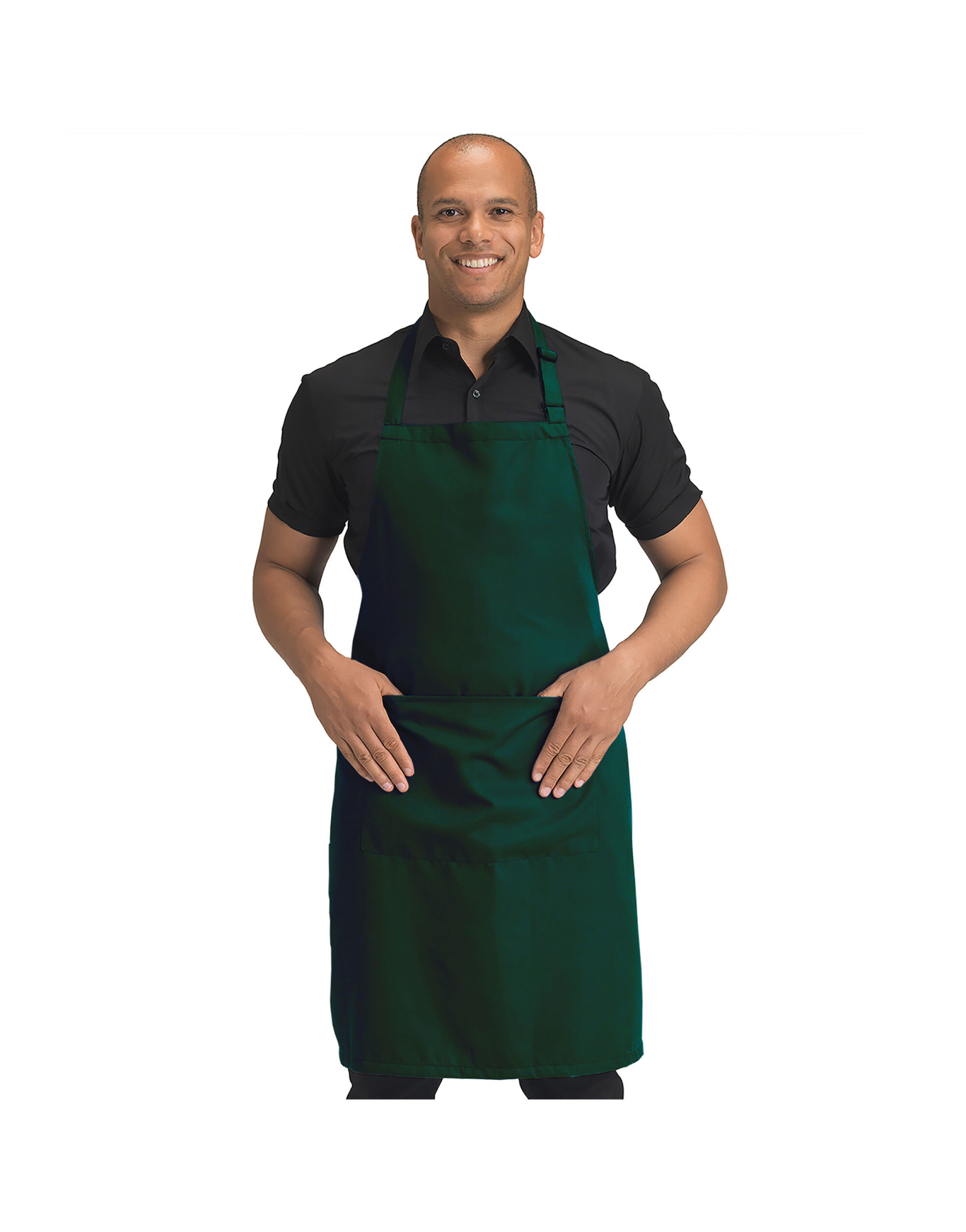 DP210 Recycled Bib Apron With Pocket Bottle Green