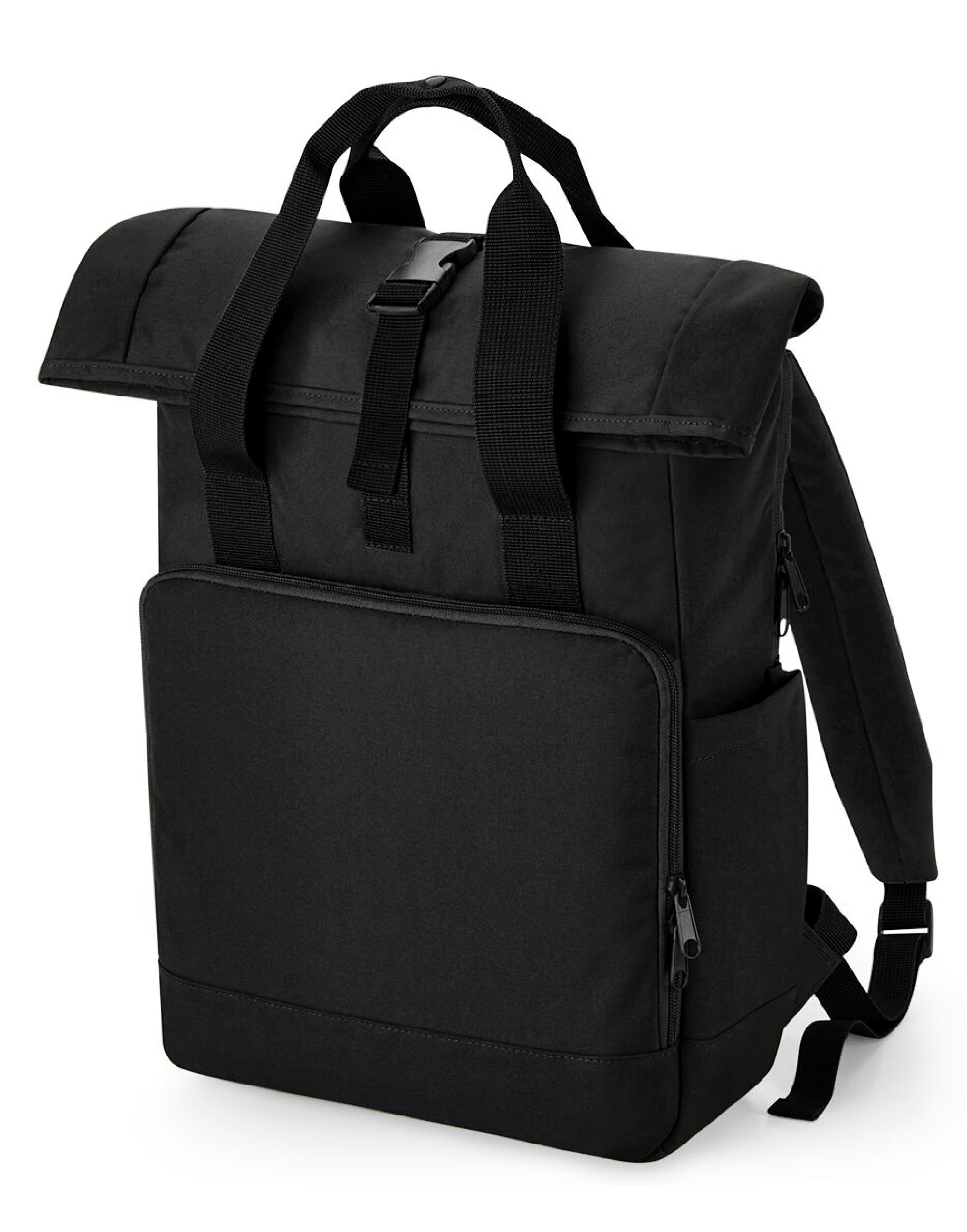 BG118L Recycled Twin Handle Roll-Top Laptop Backpack Black