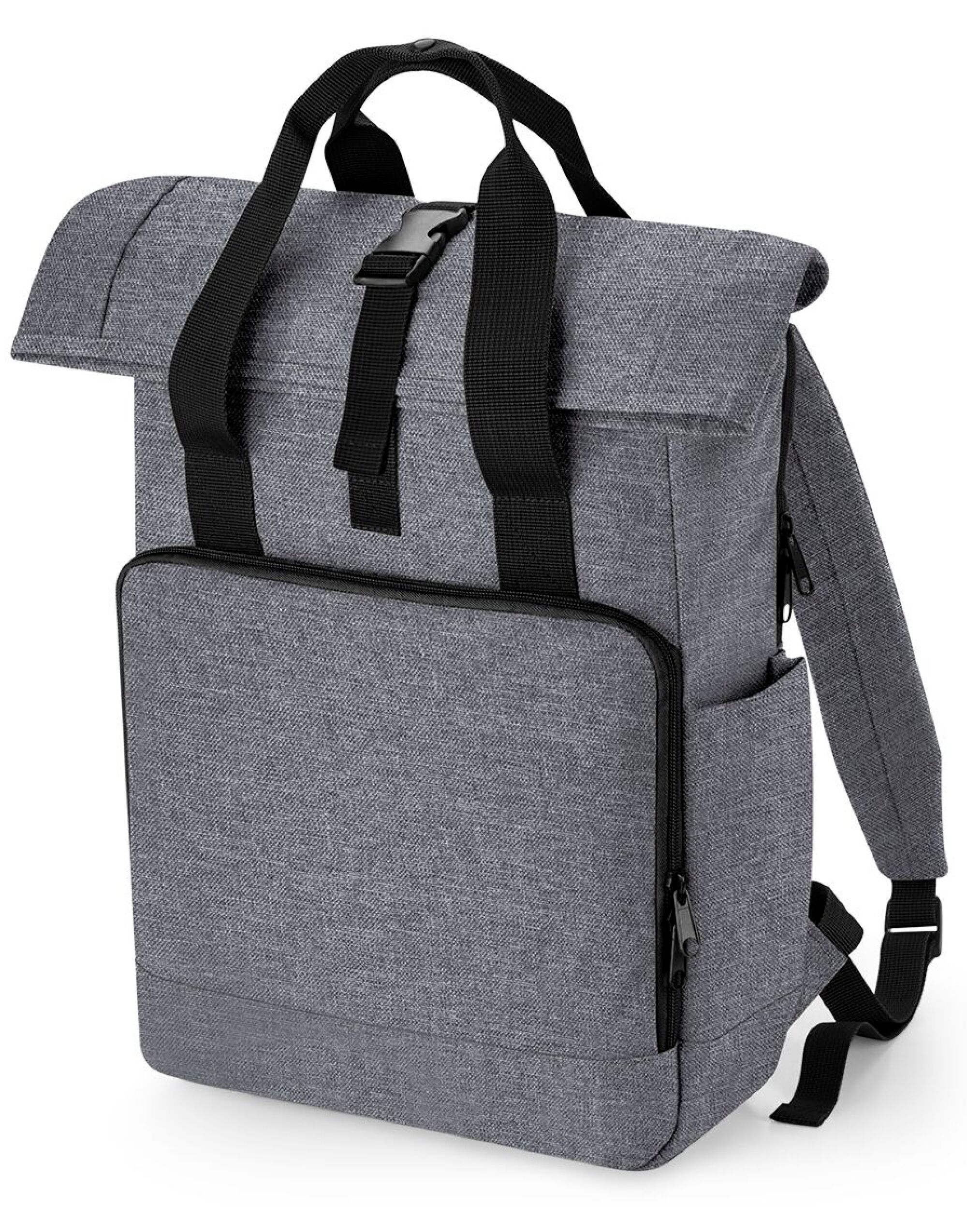 BG118L Recycled Twin Handle Roll-Top Laptop Backpack Grey Marl