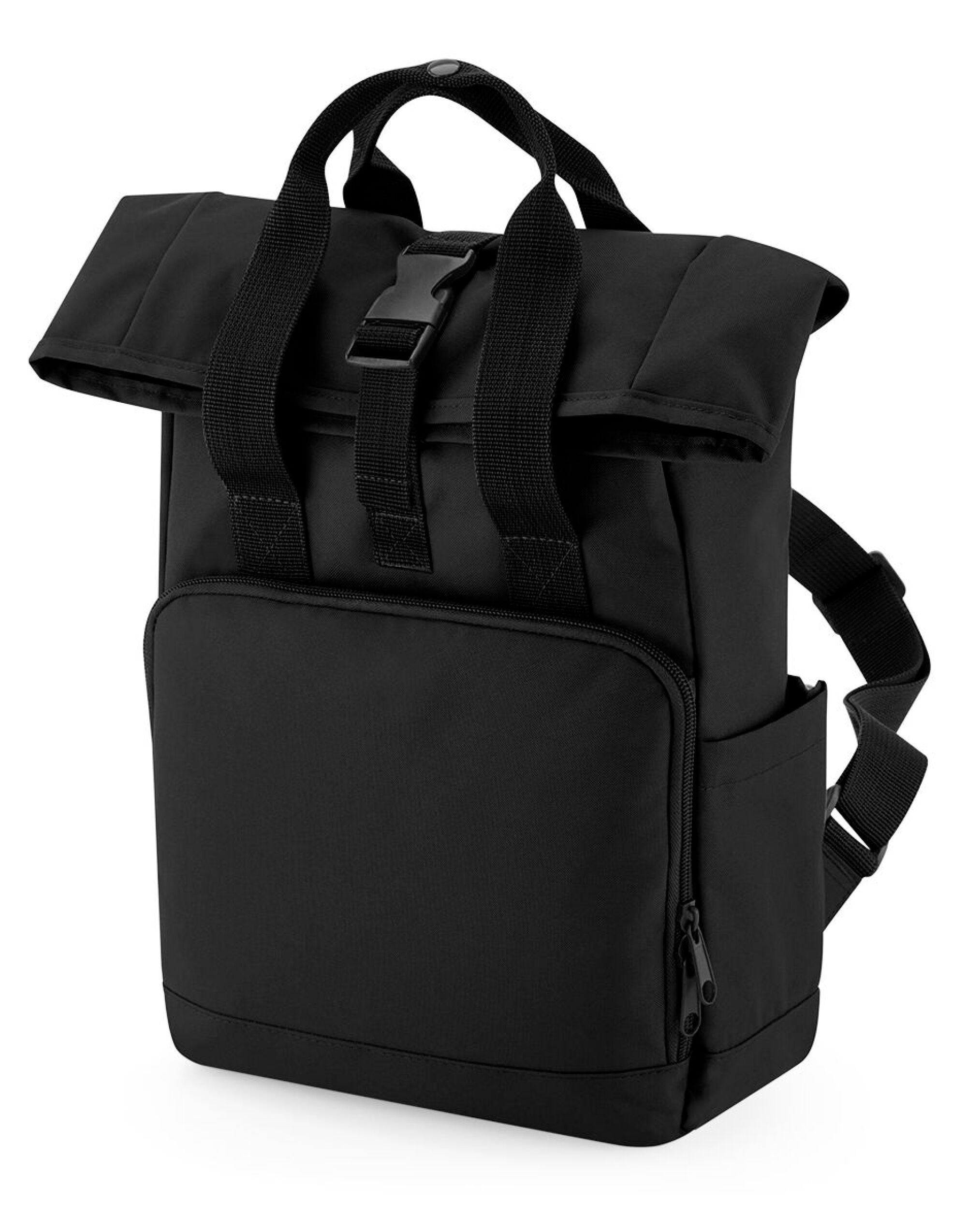 BG118S Recycled Mini Twin Handle Roll-Top Backpack Black