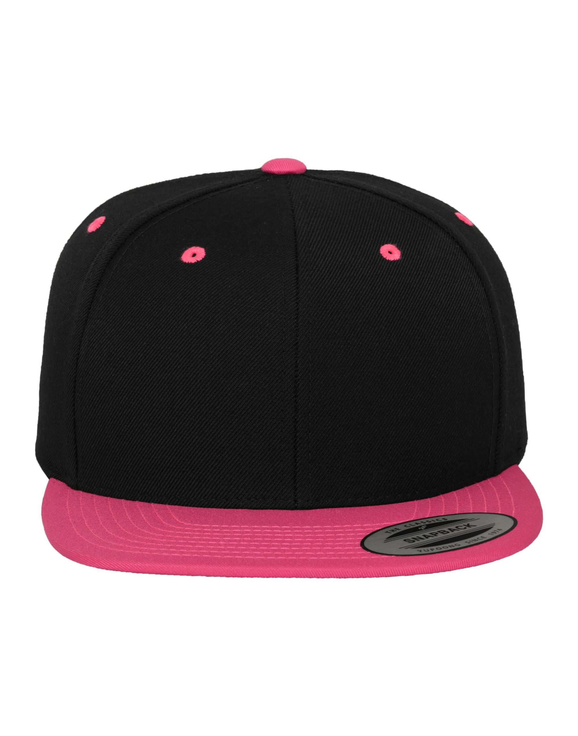 6089MT Two Tone Classic Snapback Cap Black/Neon Pink