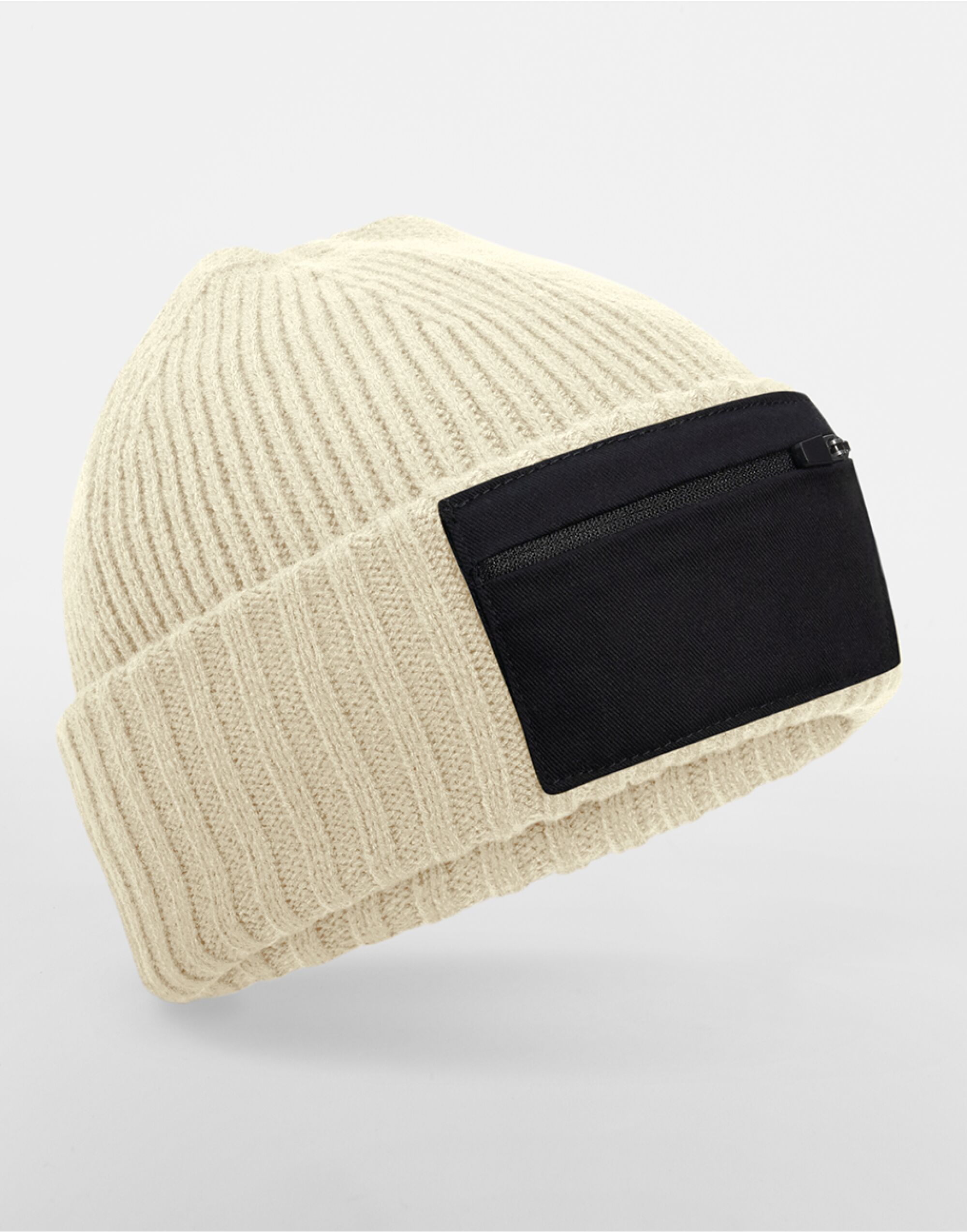 B334R Zip Patch Beanie Sand/Black