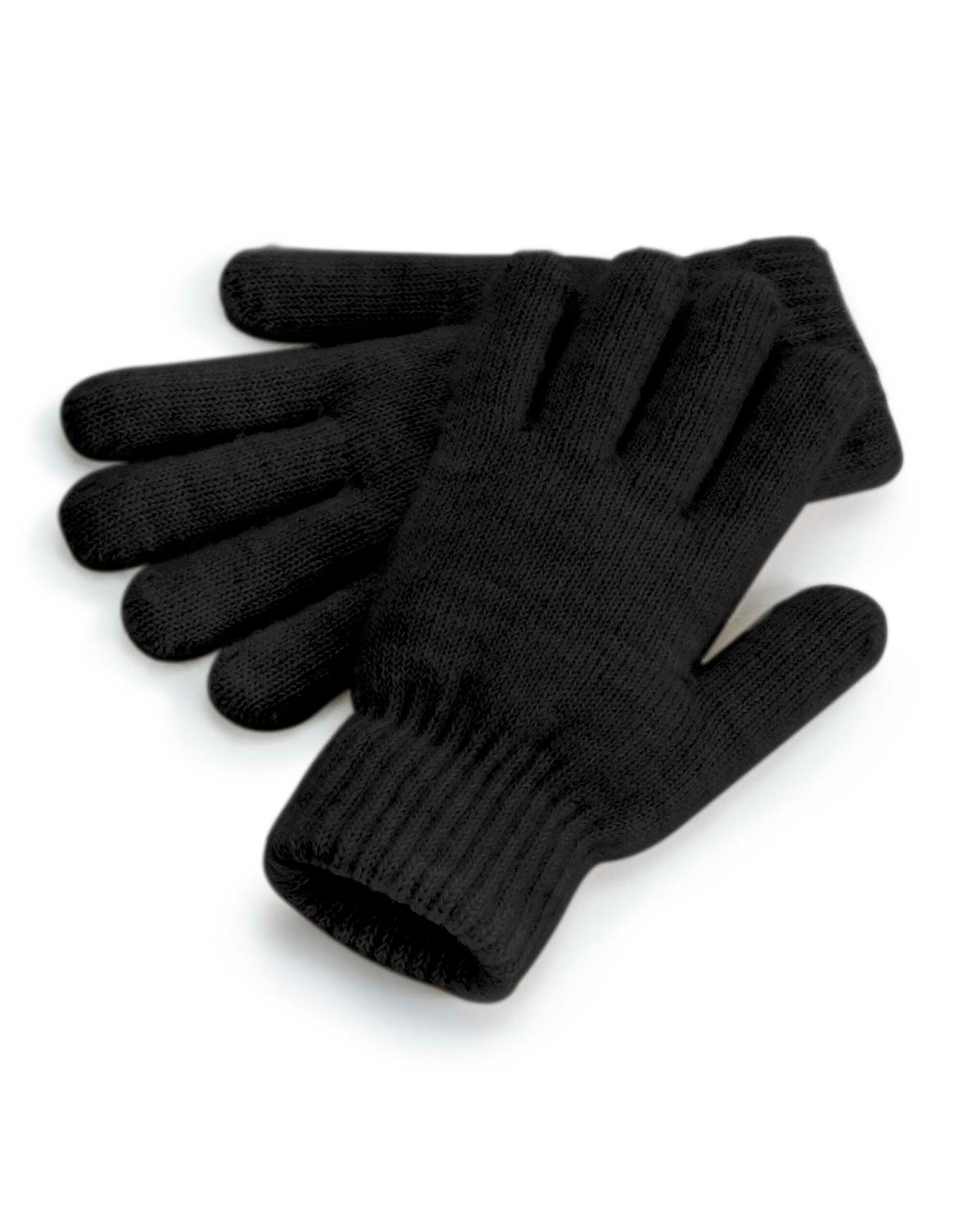 B387 Cosy Ribbed Cuff Gloves Black Marl