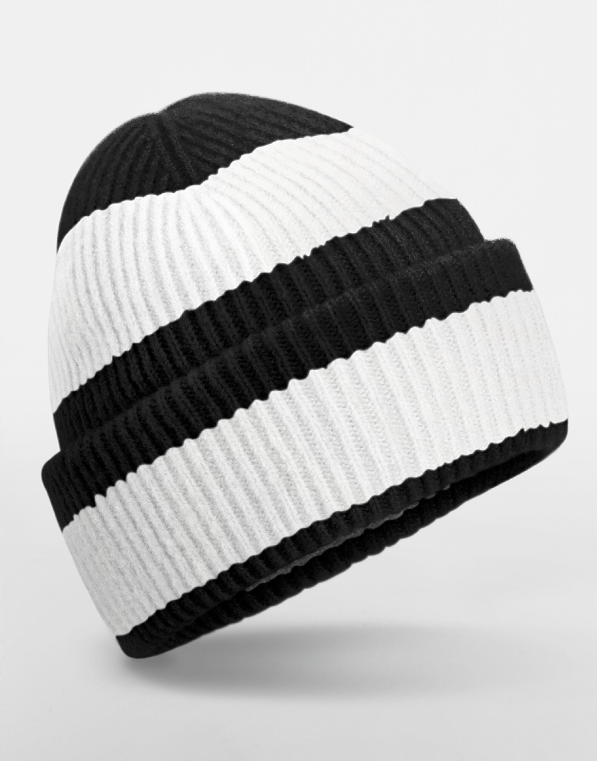 B391R Colour Block Beanie Black/Soft White