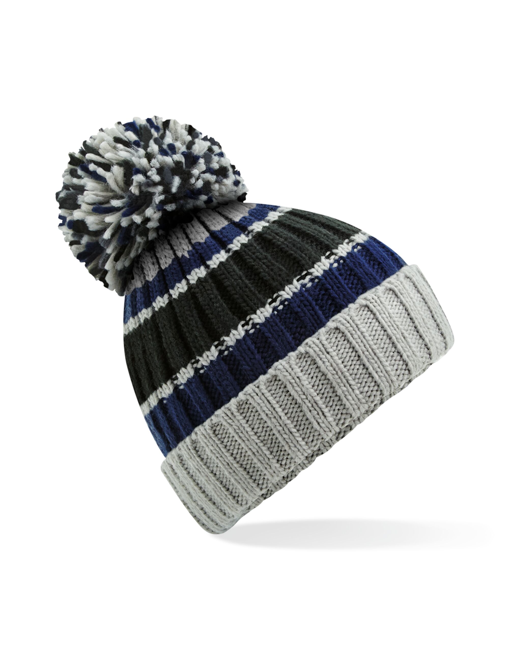 B392 Hygge Striped Beanie Blue Steel
