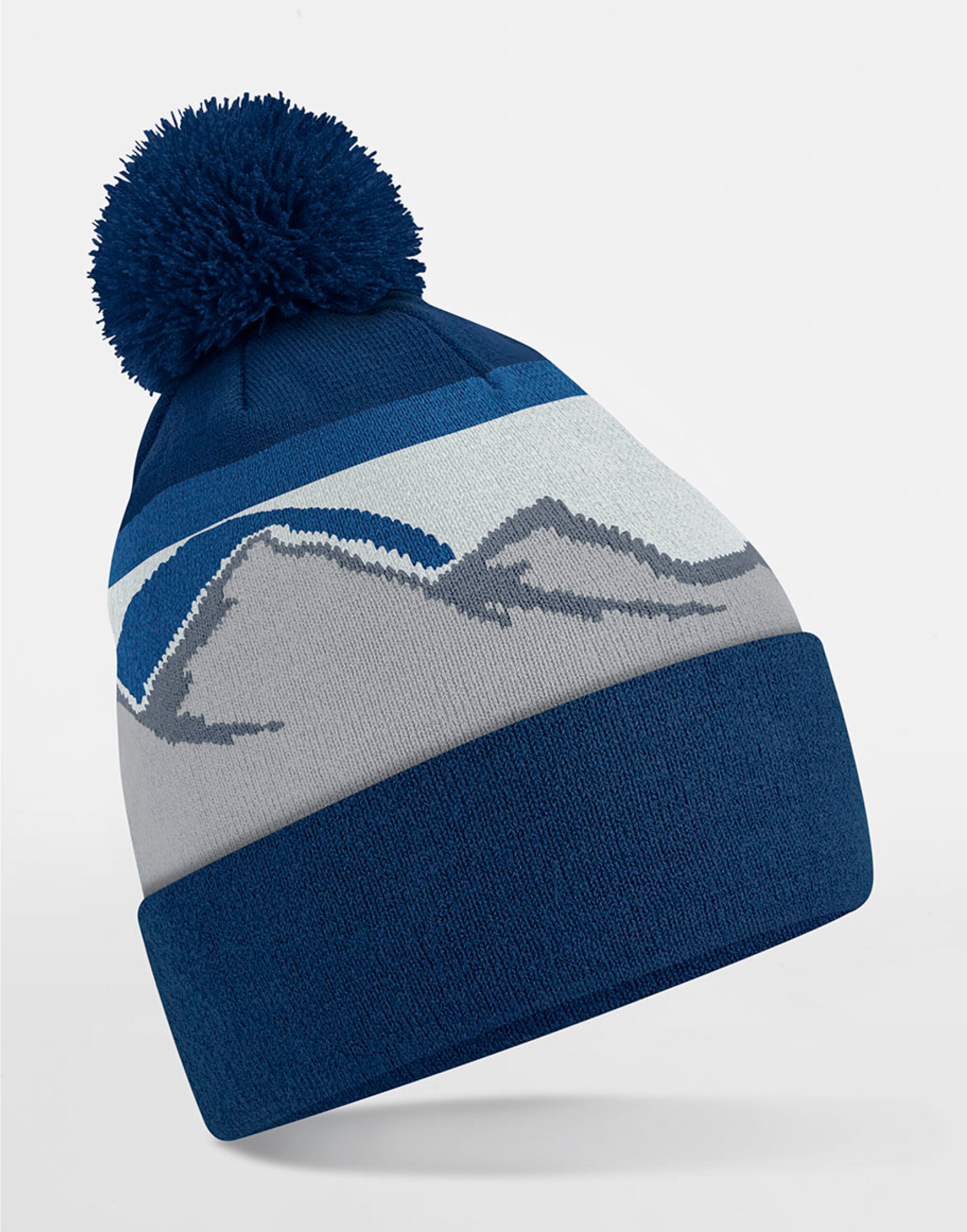 B395R Mountain Peaks Pom Pom Beanie Rocky Peaks