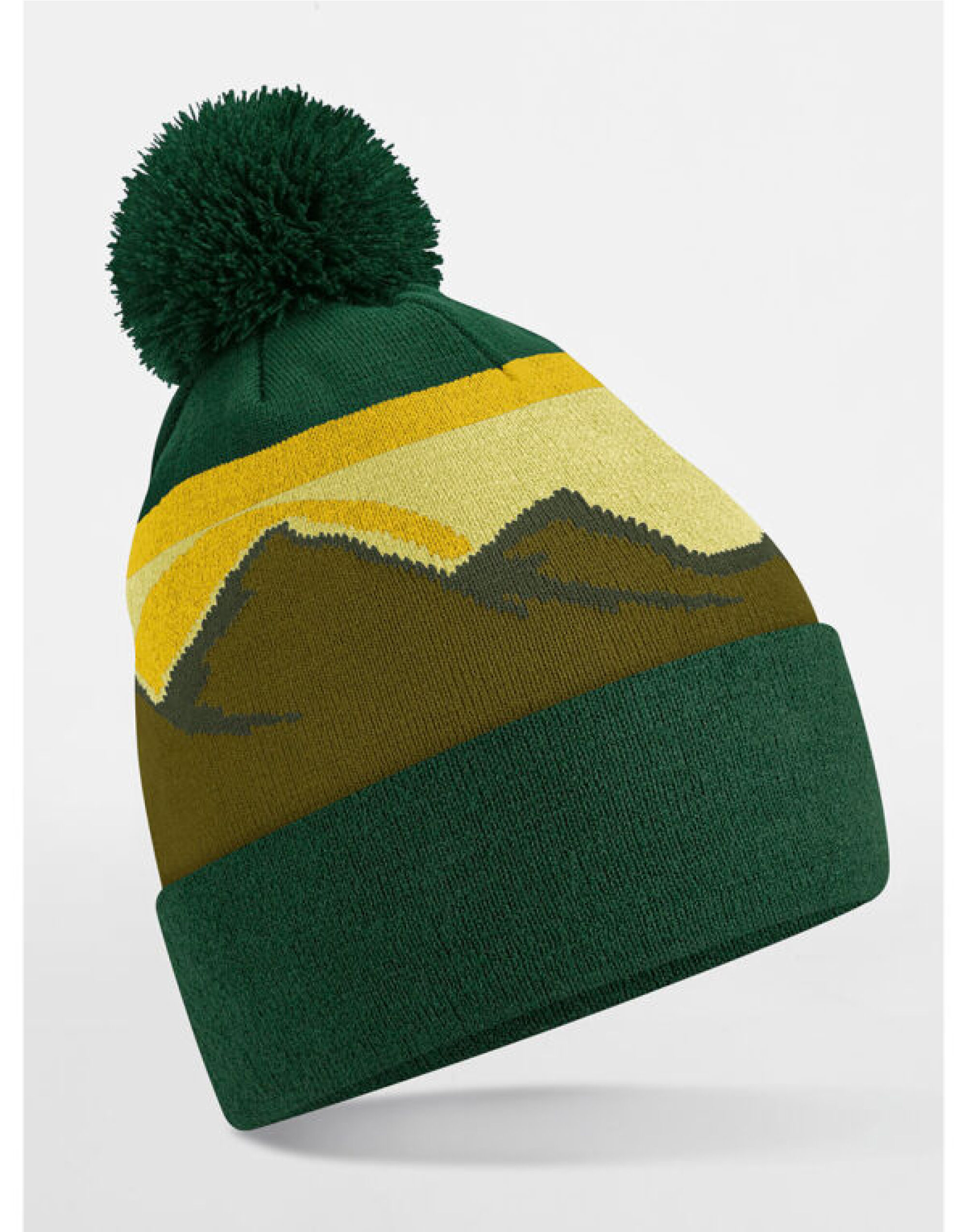 B395R Mountain Peaks Pom Pom Beanie Alpine Peaks