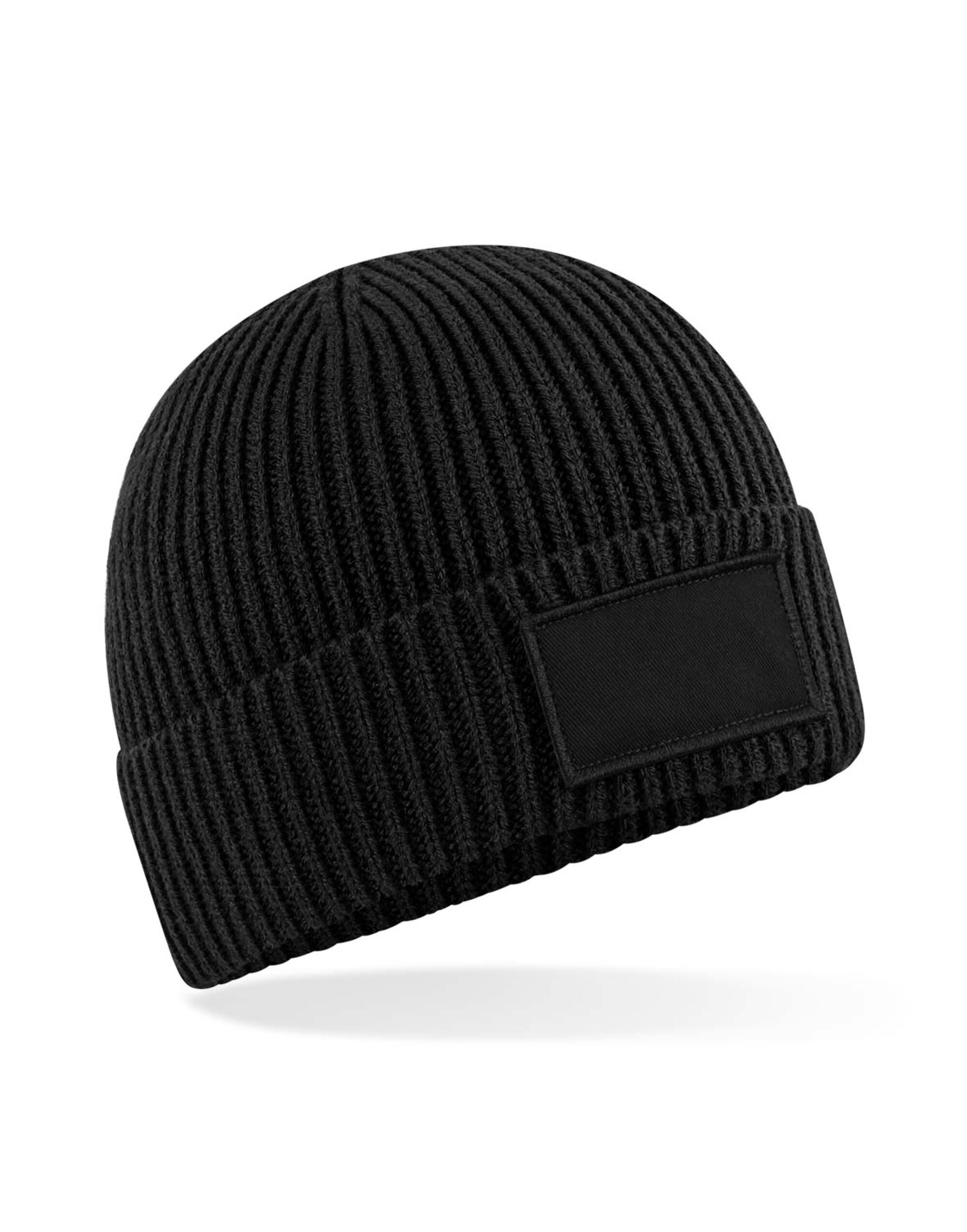 B442R Fashion Patch Beanie Black