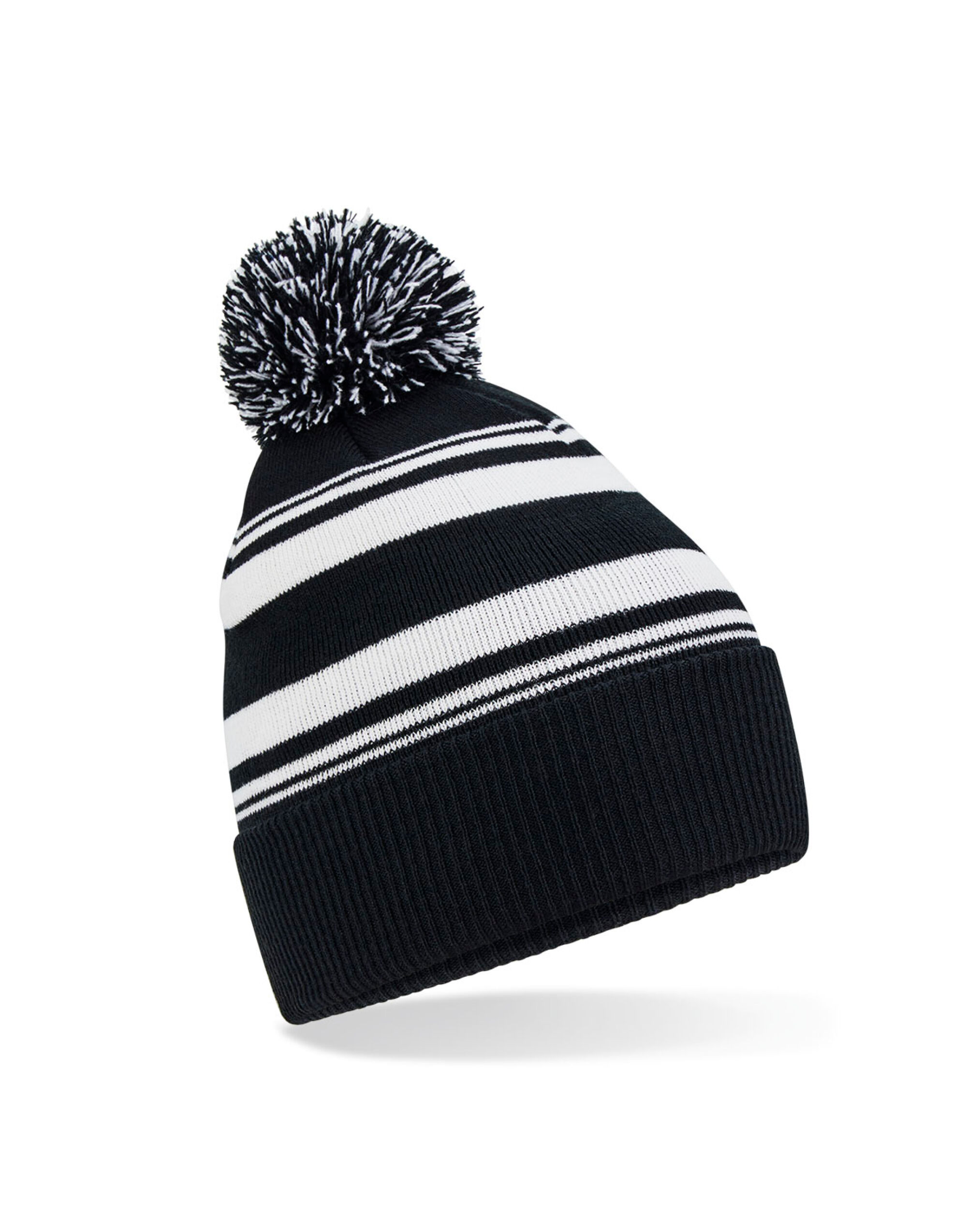 B473R Striped Fan Beanie Black/White