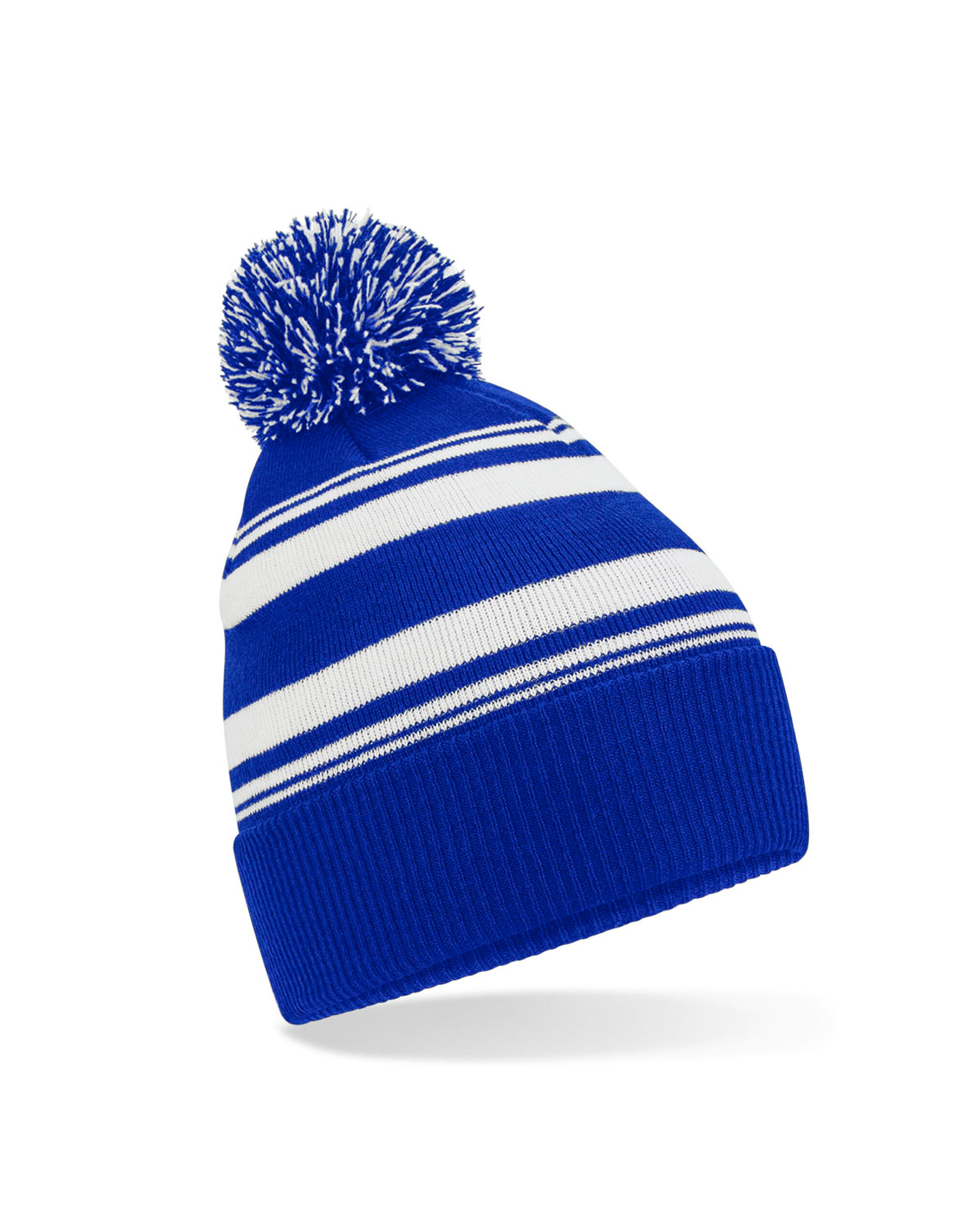 B473R Striped Fan Beanie Bright Royal/White