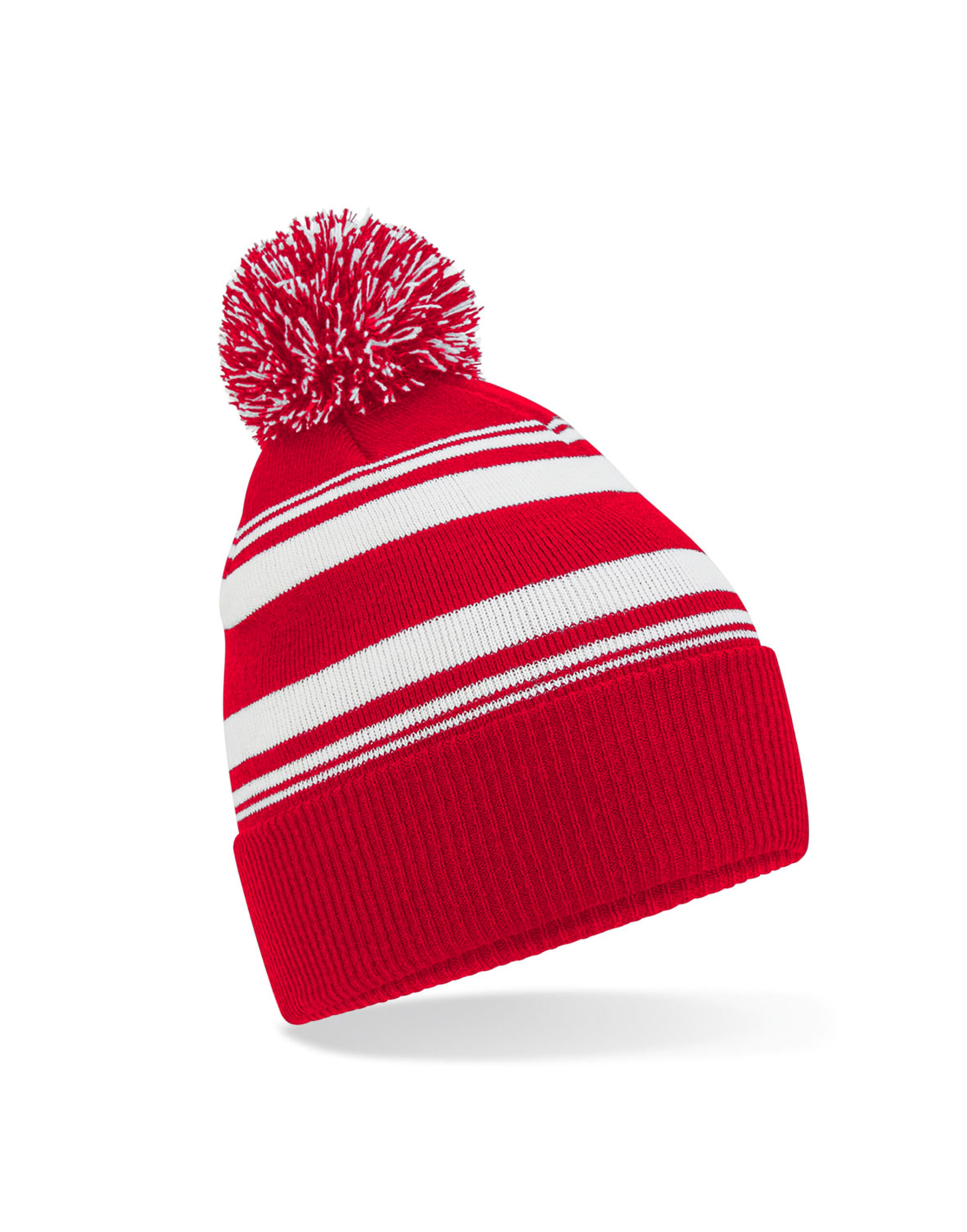 B473R Striped Fan Beanie Classic Red/White