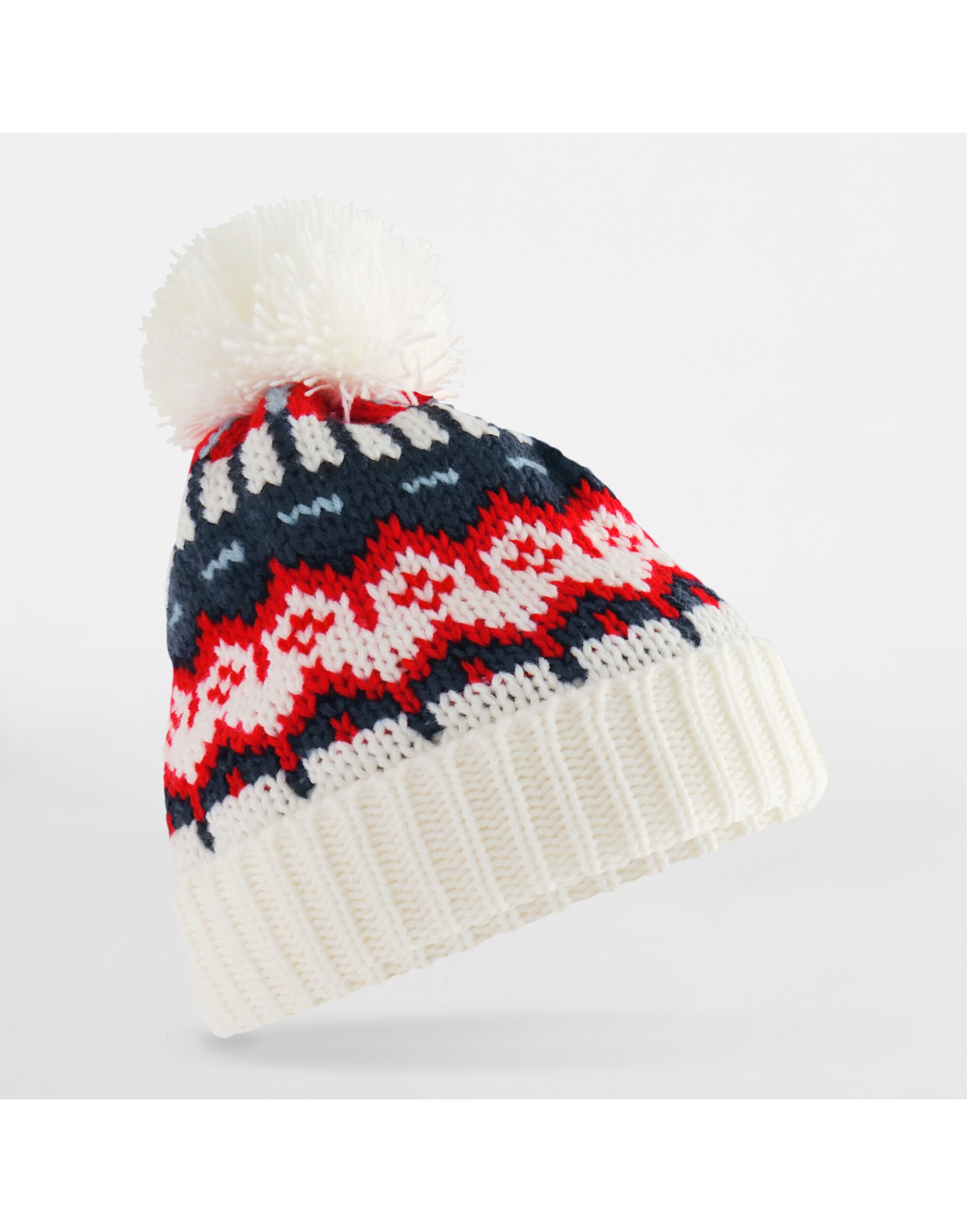 B528 Retro Ski Beanie White Out