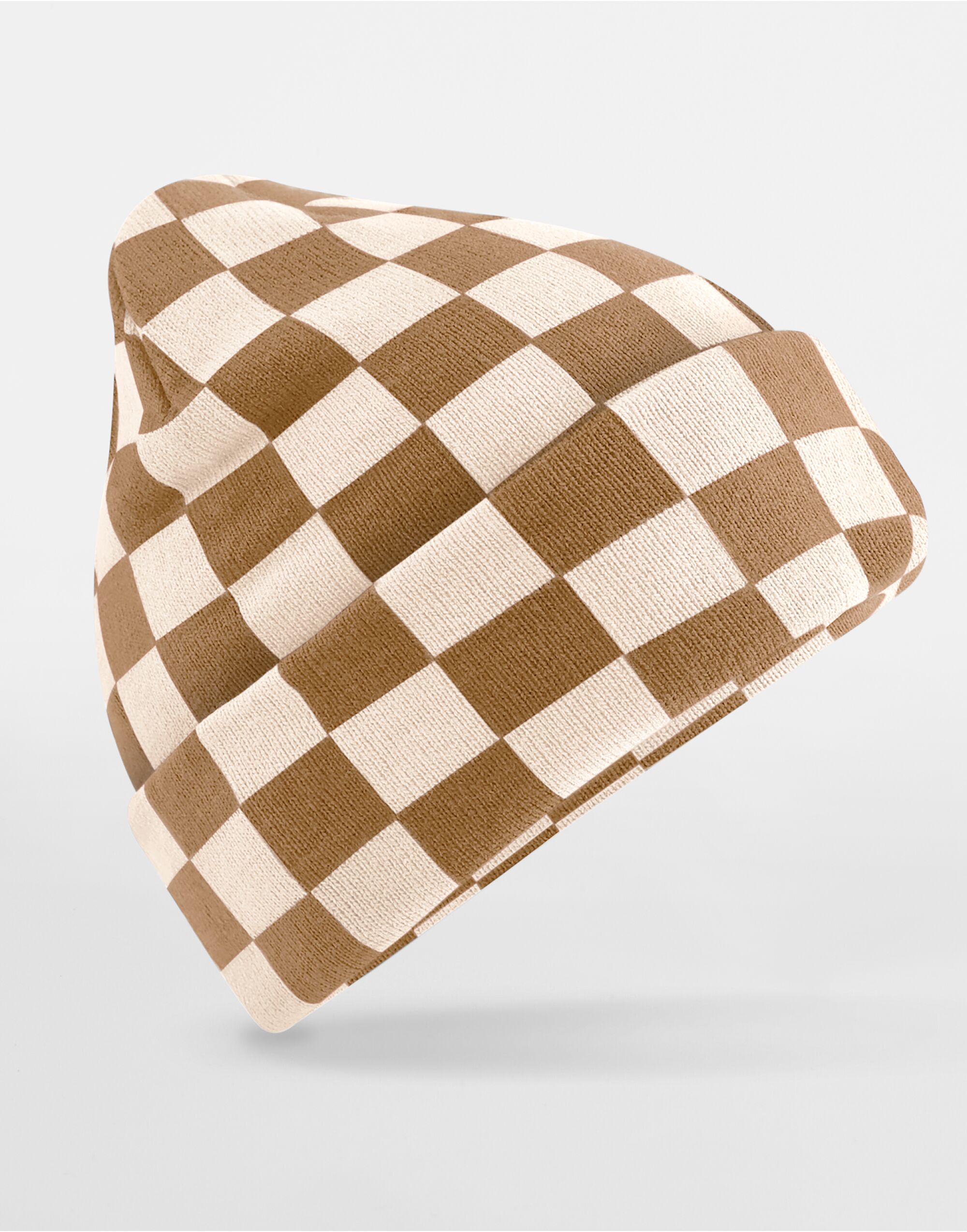 B531 Checkerboard Beanie Biscuit/Almond