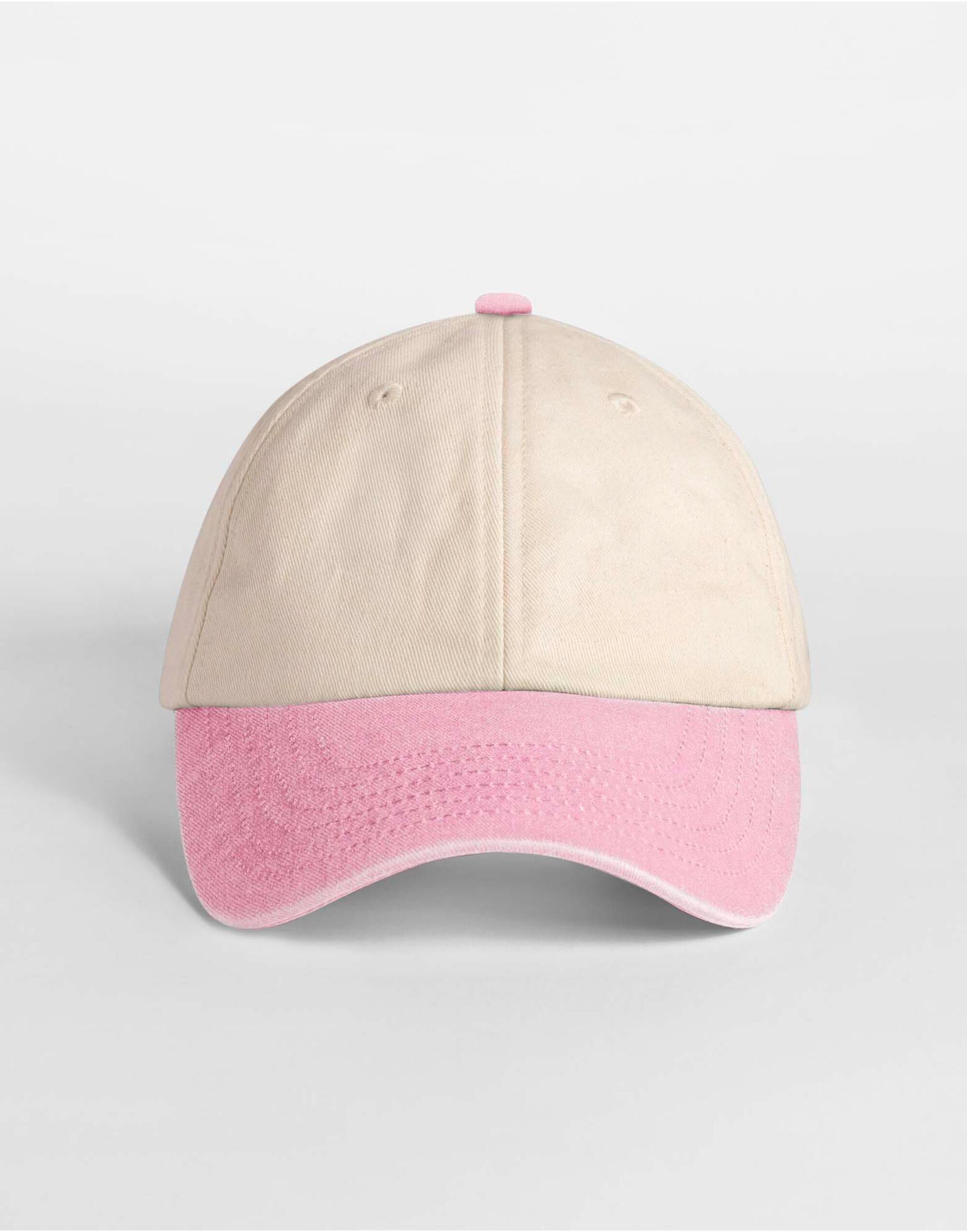 B673 Contrast Peak Low Profile Vintage Cap Natural/Vintage Dusky Pink