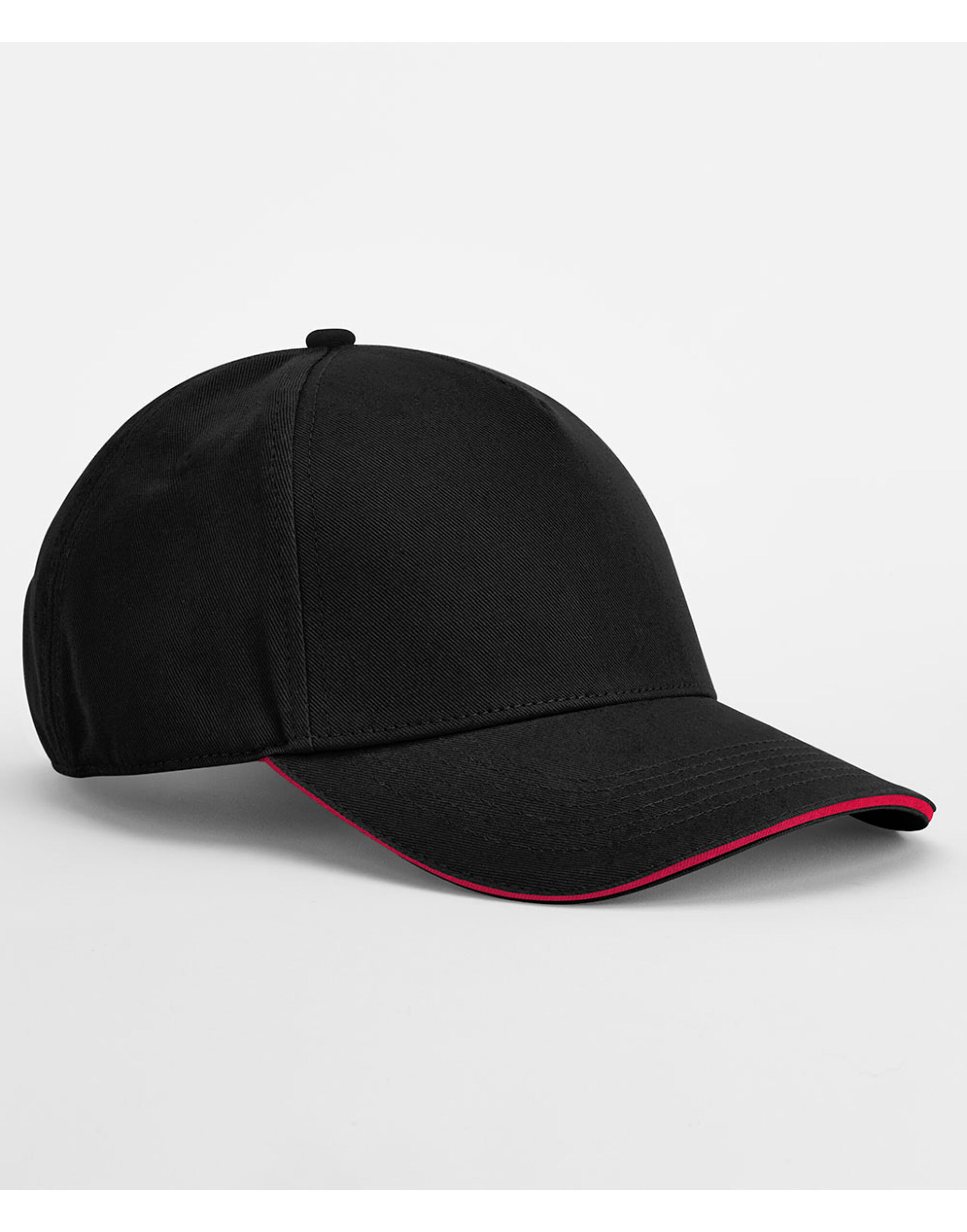 B825C EarthAware® Classic Organic Cotton 5 Panel Cap Black/Classic Red