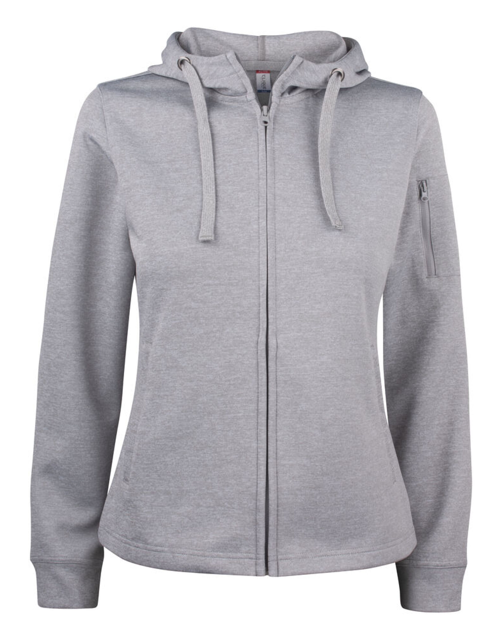 CQ021015 Ladies Basic Active Full Zip Hoody Grey Melange
