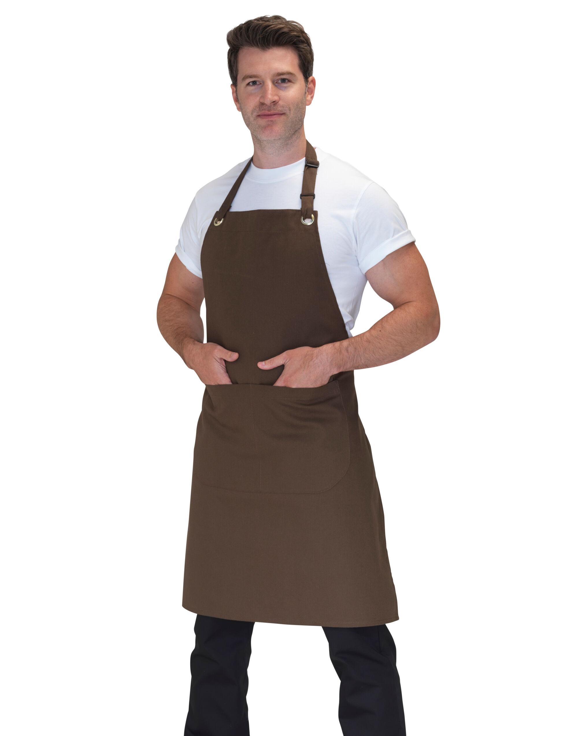 DP114 Canvas Bib Apron With Pocket Khaki