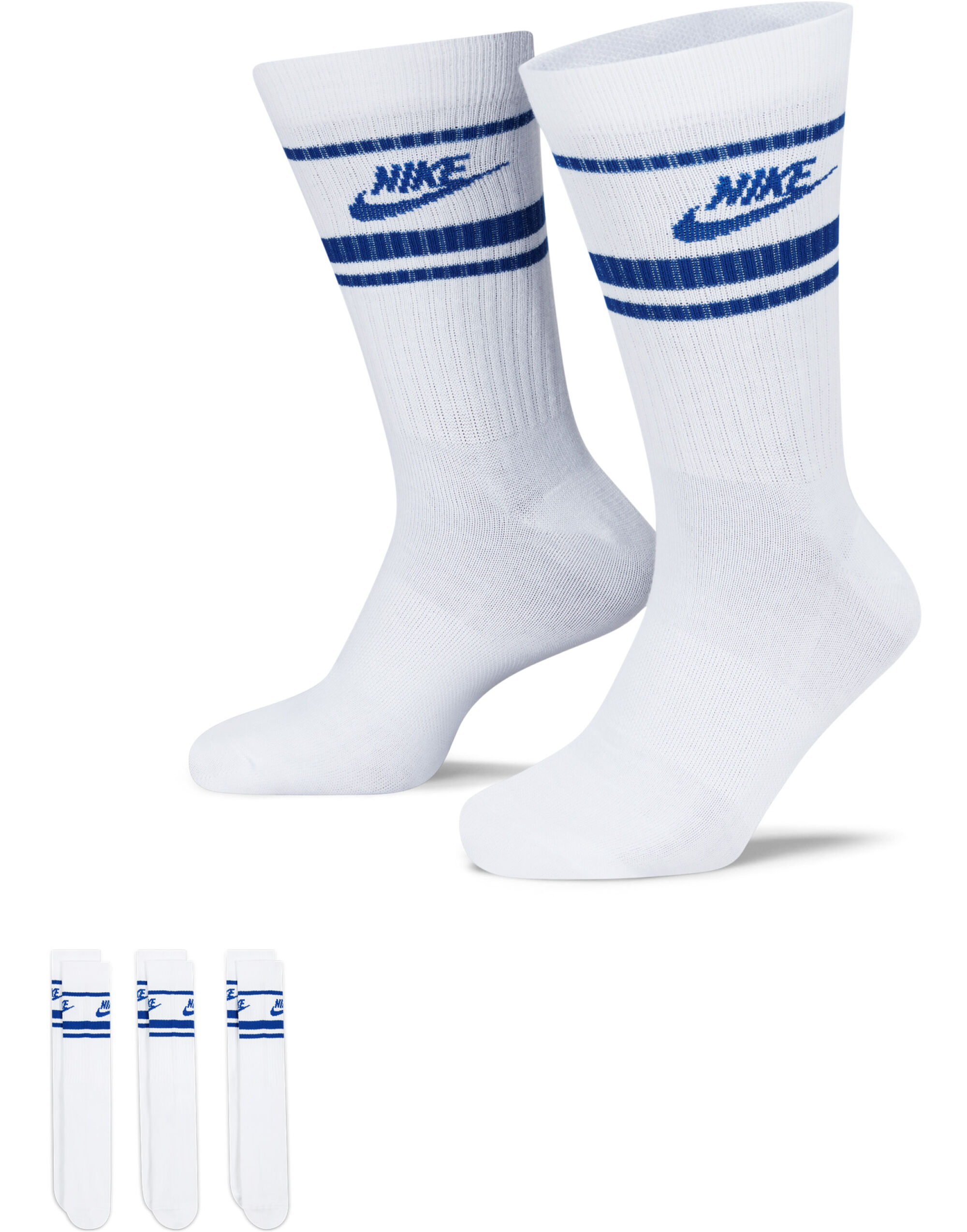 DX5089 Nike Sportswear Everyday Essential Crew Socks 3PR White/Royal Blue